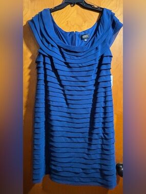 Adrianna Papell Blue Layered Sheath Dress, Size 20W